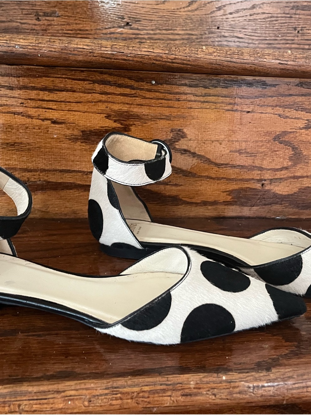 Frances Valentine Calf Hair Polka Dot Ankle Strap Heels Pumps Women’s Size 10 - Picture 2 of 7